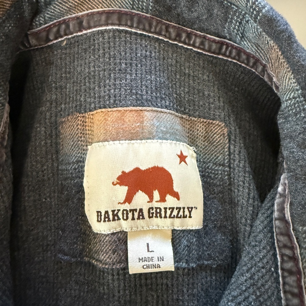 Dakota Grizzly Men’s Flannel Snap Shirt Blanket Lined Jacket Large Gray Plaid - Picture 9 of 9